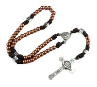 EZVFIRPDFZ Chapelet en paracorde robuste et durable avec perles en acier inoxydable pour homme avec pièce centrale de Saint-Michel et crucifix de Saint-Benoît