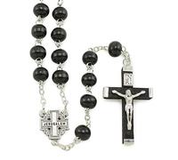 EZVFIRPDFZ Chapelet rond en bois noir croix de Jérusalem
