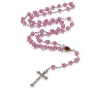 EZVFIRPDFZ Chapelet violet avec perles de terre bénie terre sainte collier catholique romain chrétien Terra Jérusalem