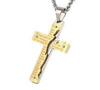 EZVFIRPDFZ Collier avec pendentif crucifix en acier inoxydable pour homme