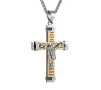 EZVFIRPDFZ Collier avec pendentif crucifix en acier inoxydable pour homme avec chaîne de 50,8 cm, 61 cm, 71,1 cm., 24 Inch