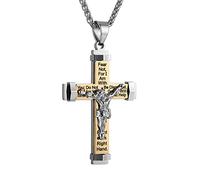 EZVFIRPDFZ Collier avec pendentif crucifix en acier inoxydable pour homme avec chaîne de 50,8 cm, 61 cm, 71,1 cm., 24 Inch