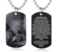EZVFIRPDFZ Collier avec plaque d'identité pour baptême, sainte Bible, gravure catholique, communion, confirmation, rite