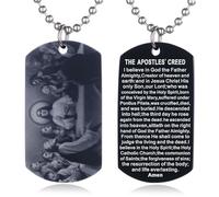 EZVFIRPDFZ Collier avec plaque d'identité pour baptême, sainte Bible, gravure catholique, communion, confirmation, rite