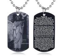 EZVFIRPDFZ Collier avec plaque d'identité pour baptême, sainte Bible, gravure catholique, communion, confirmation, rite