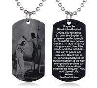 EZVFIRPDFZ Collier avec plaque d'identité pour baptême, sainte Bible, gravure catholique, communion, confirmation, rite