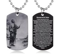 EZVFIRPDFZ Collier avec plaque d'identité pour baptême, sainte Bible, gravure catholique, communion, confirmation, rite