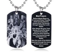 EZVFIRPDFZ Collier avec plaque d'identité pour baptême, sainte Bible, gravure catholique, communion, confirmation, rite