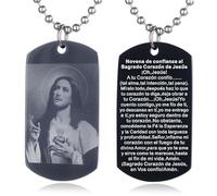 EZVFIRPDFZ Collier avec plaque d'identité pour baptême, sainte Bible, gravure catholique, communion, confirmation, rite