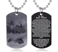 EZVFIRPDFZ Collier avec plaque d'identité pour baptême, sainte Bible, gravure catholique, communion, confirmation, rite