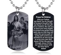 EZVFIRPDFZ Collier avec plaque d'identité pour baptême, sainte Bible, gravure catholique, communion, confirmation, rite