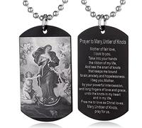 EZVFIRPDFZ Collier avec plaque d'identité pour baptême, sainte Bible, gravure catholique, communion, confirmation, rite, Untier of Knots