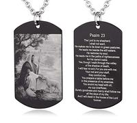 EZVFIRPDFZ Collier avec plaque d'identité pour baptême, sainte Bible, gravure catholique, communion, confirmation, rite