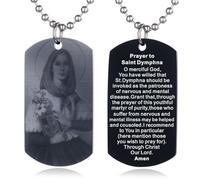 EZVFIRPDFZ Collier avec plaque d'identité pour baptême, sainte Bible, gravure catholique, communion, confirmation, rite