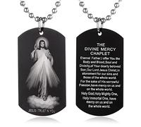 EZVFIRPDFZ Collier avec plaque d'identité pour baptême, sainte Bible, gravure catholique, communion, confirmation, rite