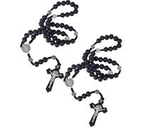 EZVFIRPDFZ Collier chapelet fait main en bois métal croix pour cadeau catholique ou chrétien