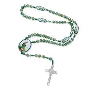 EZVFIRPDFZ Collier mexicain Vierge Marie - Crucifix de Guadalupe - Chapelet - Collier de perles - Pendentif de protection Saint Jude - Médaille de Saint Benoît catholique - Bijou fait main pour homme