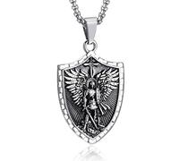 EZVFIRPDFZ Collier Saint Michel pour homme en acier inoxydable avec amulette de patron, Saint Michel/Christophe/Joseph/Benoît/Antoine/Vierge Marie, cadeau catholique pour la protection et la