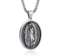 EZVFIRPDFZ Collier Saint Michel pour homme en acier inoxydable avec amulette de patron, Saint Michel/Christophe/Joseph/Benoît/Antoine/Vierge Marie, cadeau catholique pour la protection et la