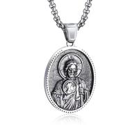 EZVFIRPDFZ Collier Saint Michel pour homme en acier inoxydable avec amulette de patron, Saint Michel/Christophe/Joseph/Benoît/Antoine/Vierge Marie, cadeau catholique pour la protection et la