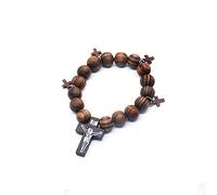 EZVFIRPDFZ Colorful Bling Bracelet religieux avec croix en bois 10 mm pour homme et femme Fait à la main