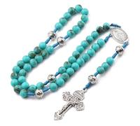 EZVFIRPDFZ Grand chapelet de 10 mm avec médaille miraculeuse Michael et crucifix de pardon