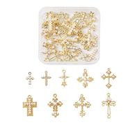 EZVFIRPDFZ Lot de 100 pendentifs en forme de croix en bois teint - 32,5 à 33,5 mm - Pour homme et femme - Bricolage de colliers de Pâques - Fabrication de bijoux