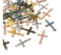EZVFIRPDFZ Lot de 100 pendentifs en forme de croix en bois teint - 32,5 à 33,5 mm - Pour homme et femme - Bricolage de colliers de Pâques - Fabrication de bijoux
