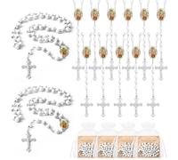 EZVFIRPDFZ Lot de 12/20/30 chapelets en bois avec pendentif en forme de dame de Guadalupe - 35,6 cm - Cadeau catholique - Avec sac en organza pour baptême - Pour homme et femme, 20