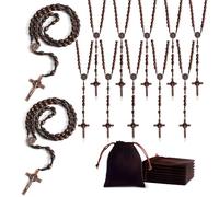 EZVFIRPDFZ Lot de 12 mini chapelets en bois d'une décennie pour prière catholique de poche pour invités, RY-2