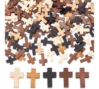 EZVFIRPDFZ Lot de 200 pendentifs en forme de croix en bois naturel de 139,7 cm pour fêtes, chapelet de Pâques, colliers, fabrication de bijoux, ornements à suspendre, accessoires d'artisanat