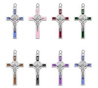 EZVFIRPDFZ Lot de 30 pendentifs en forme de chapelet central de Saint Benoît en métal émaillé pour fabrication de bijoux catholiques - 6 couleurs