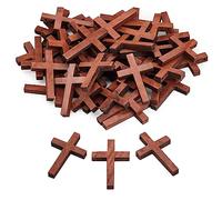 EZVFIRPDFZ Lot de 50 petites croix en vrac pour travaux manuels, breloques en bois pour baptême chrétien, Pâques, communion, chapelet (2,5 x 5,1 cm)