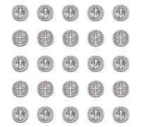 EZVFIRPDFZ Lot de 60 breloques en alliage avec croix de Jésus et Saint Benoît - Perles plates rondes double face pour chapelet catholique, collier, bracelet, fabrication de bijoux