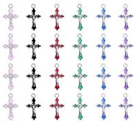 EZVFIRPDFZ Lot de 60 breloques en forme de croix en alliage émaillé 6 couleurs pour fabrication de bijoux
