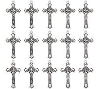 EZVFIRPDFZ Lot de 60 pendentifs en alliage avec médaille de Saint Benoît Jésus crucifix pour la fabrication de bijoux, les loisirs créatifs, les colliers, bracelets, ras-du-cou