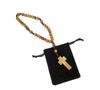 EZVFIRPDFZ Magnifique chapelet en corde de bois d'olivier anglican fileté à la main | 7 mm | Dévotion spirituelle | Artisanat | Sac en velours | Produit authentique