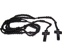 EZVFIRPDFZ Paire de chapelets en bois noir unisexe avec sac en velours pour souvenirs - chapelet en bois avec impression Jésus croix - 2 chapelets avec sac