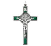 EZVFIRPDFZ Pendentif crucifix Saint Benoît de 7,6 cm | Saint patron des étudiants et de l'Europe | Complément parfait à un collier ou un chapelet | Grand catholique | Fabriqué en Italie