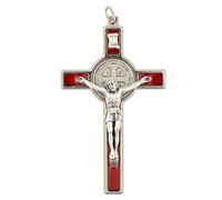 EZVFIRPDFZ Pendentif crucifix Saint Benoît de 7,6 cm | Saint patron des étudiants et de l'Europe | Complément parfait à un collier ou un chapelet | Grand catholique | Fabriqué en Italie