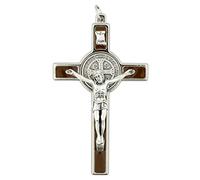 EZVFIRPDFZ Pendentif crucifix Saint Benoît de 7,6 cm | Saint patron des étudiants et de l'Europe | Complément parfait à un collier ou un chapelet | Grand catholique | Fabriqué en Italie