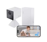 EZVIZ 2K 4G Caméra intérieure sans Fil +Batterie Externe, Mode AOV, Détection de Personne, Carte SD jusqu'à 512 Go (non incluse), Vidéo Time-lapse, Audio Bidirectionnel, design compacte, CB2 Kit Blanc