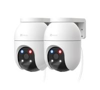 EZVIZ 2PK Caméra Surveillance WiFi Extérieure à 360° avec Suivi Auto-Zoom,Détection IA Humaine/Véhicule,Vision Nocturne en Couleur,Alarme Sonore & Lumineuse,Double Bande 2.4/5GHz WiFi 6, C8c 5MP 2PK