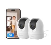 EZVIZ 3K Caméra Surveillance WiFi Intérieure 360 °, Camera Bébé avec WiFi 2.4Ghz, Détection Humain, Vision Nocturne Intelligente, Suivi Auto-Zoom, C6N G1 3K 2PK