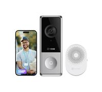 EZVIZ 3K Sonnette Sans Fil Exterieur Etanche avec Caméra et Carillon, Batterie Détachable de 9,600 mAh,IP65,Vision Nocturne Couleur,Détection Humaine, Audio Bidirectionnel, Installation Facile,CP8 Kit