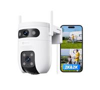 EZVIZ 3MP+3MP Caméra Surveillance WiFi Extérieure à Double Objectif, 360° PTZ Camera, Suivi Auto, Détection de Forme Humaine/Véhicule,Défense Active,Vision Nocturne Couleur 40M, C9c 2K Dual