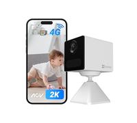 EZVIZ 4G Caméra Surveillance intérieure sans Fil, 2K, Mode AOV, Détection de Personne, Carte SD jusqu'à 512 Go (Non Incluse), Vidéo Time-Lapse, Audio Bidirectionnel, Design compacte, CB2 Blanc
