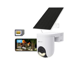 EZVIZ 4G LTE Camera Surveillance WiFi exterieure sans Fil avec Panneau Solaire 2K+,Carte SIM Incluse,4G/Wi-FI basc.Auto,ModeAOV,Détection Humaine/Véhicule,360° PTZ,Vision Nocturne Couleur,HB8 Lite 4G