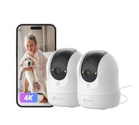 EZVIZ 4K Caméra Surveillance WiFi Intérieure 360 °, Camera Bébé avec WiFi 2.4/5Ghz, Détection Humain/Animaux/Bruit, Vision Nocturne Couleur avec Véritable WDR, Suivi Auto, C6N G1 4K 2PK