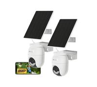 EZVIZ 4K Caméra Extérieure sans Fil avec Mode AOV, Caméra Solaire Exterieur PT avec Détection de Personnes et de Véhicules, Vision Nocturne Couleur & Défense Active, WiFi 6, CB8 Lite 8MP Kit 2 PK